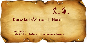 Kosztolánczi Hont névjegykártya